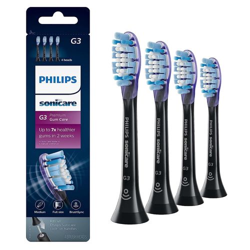 Têtes de brosse à dents Philips Sonicare G3 Premium HX9054 Gum Care - Pack de 4 brossettes dentaire - noir
