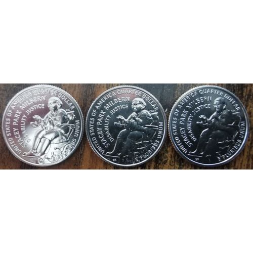 Lot 3 Quarter Dollar Usa Stacey Park Milbern 2025 D / P & S - American Woman