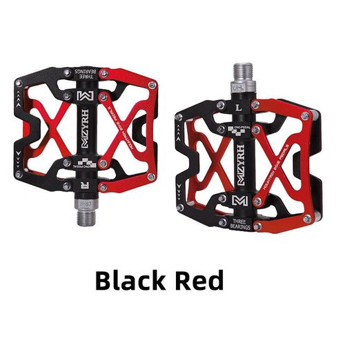 Mzyrh-Pédales De Vélo Ultralégères En Aluminium Coordonnantes,Accessoires De Vélo Étanches,3 Roulements,Route,Bmx,Vtt -Y06-Noir Rouge