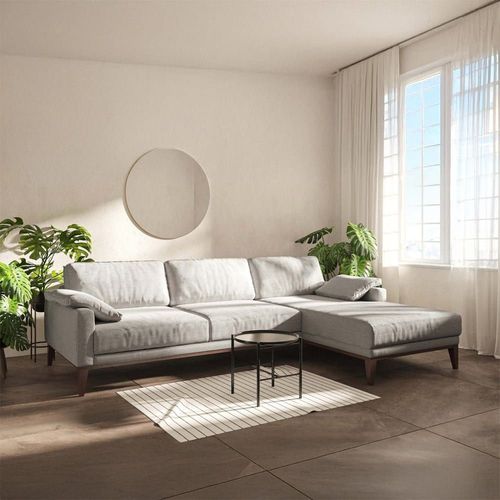 Canapé D'angle Droit En Polyester Gris Clair