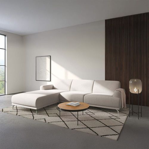 Canapé D'angle Gauche En Polyester Beige