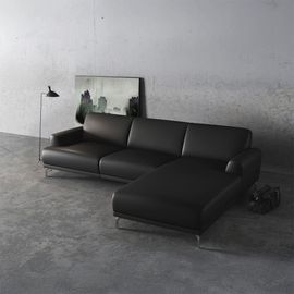 Canapé D'angle Droit En Cuir Naturel Gris Ombré