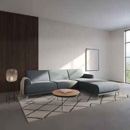 Canapé D'angle Droit En Polyester Gris Clair