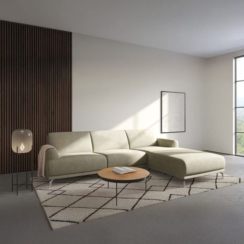 Canapé D'angle Droit En Polyester Beige Clair