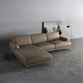 Canapé D'angle Gauche En Cuir Naturel Gris Fossile