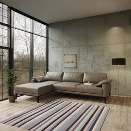 Canapé D'angle Gauche En Cuir Naturel Gris Fossile