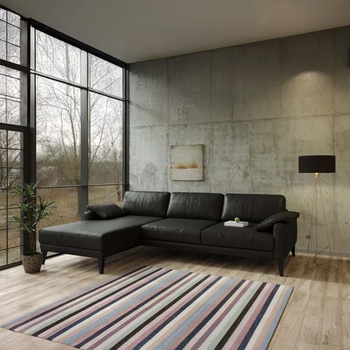 Canapé D'angle Gauche En Cuir Naturel Gris Ombré