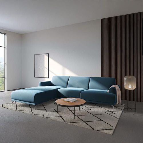 Canapé D'angle Gauche En Polyester Bleu Marine Foncé