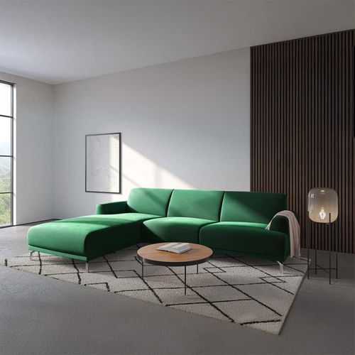 Canapé D'angle Gauche En Polyester Vert Foncé