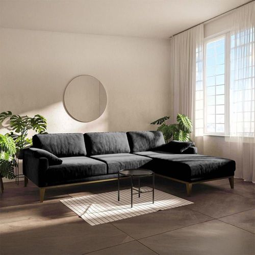 Canapé D'angle Droit En Polyester Anthracite