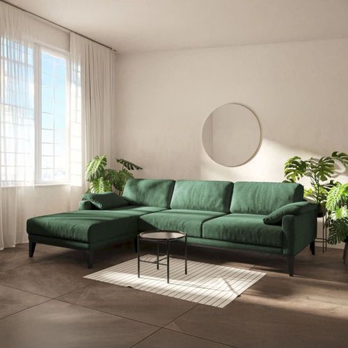 Canapé D'angle Gauche En Polyester Vert Foncé
