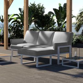 Canapé D'angle Gris Clair - Cadre Blanc