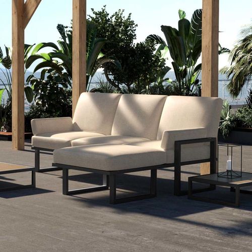 Canapé D'angle Beige Clair - Cadre Anthracite