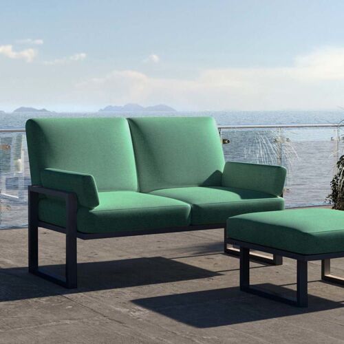 Canapé 2 places vert profond - cadre anthracite