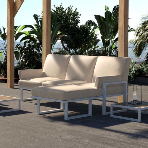 Canapé D'angle Beige Clair - Cadre Blanc