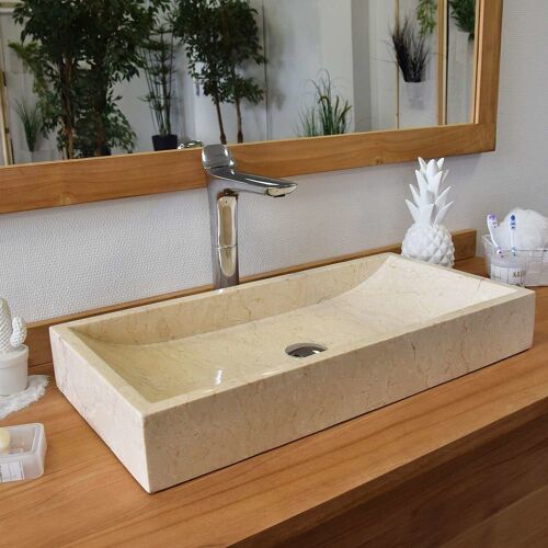 Vasque à poser en marbre crème 70 × 35