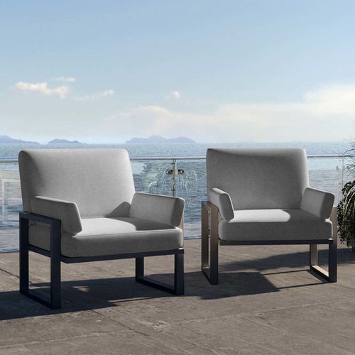 Fauteuil Gris Clair - Cadre Anthracite