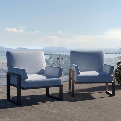 Fauteuil bleu clair - cadre anthracite