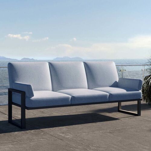 Canapé 3 places bleu clair - cadre anthracite