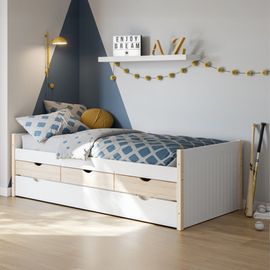 Lit Gigogne Enfant 90x190 À Tiroirs En Bois Blanc