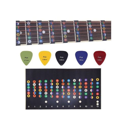 Ensemble De 100 Médiators Et Autocollants Pour Notes De Manche De Guitare Pour Débutants