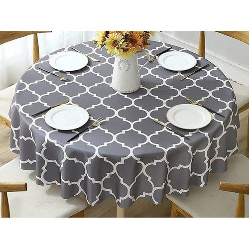 Nappe Ronde Imperméable Grise De 152 Cm Pour Table À Manger Et Extérieur