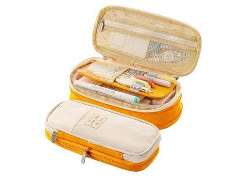 Trousse En Toile ¿ Jaune ¿ Grande Capacité De Rangement Pour Stylos, Crayons Et Autres ¿ Durable Et Polyvalente