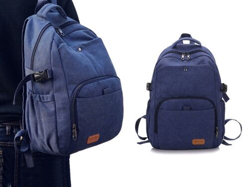Sac à dos en toile pour ordinateur portable et voyage - Bleu