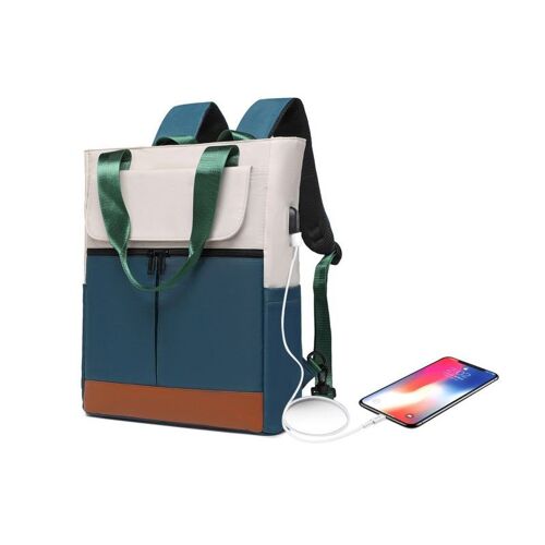 Sac à dos vert pour ordinateur portable avec port de chargement USB pour les voyages et l'utilisation quotidienne