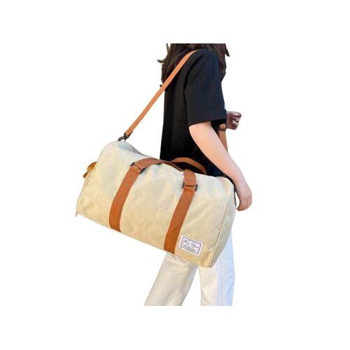 Sac de voyage portable kaki avec compartiment à chaussures et séparation humide/sec