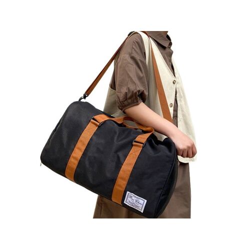 Sac de voyage avec compartiment à chaussures et séparation humide/sec, noir, 48 x 25 x 30 cm, organiseur multifonctionnel