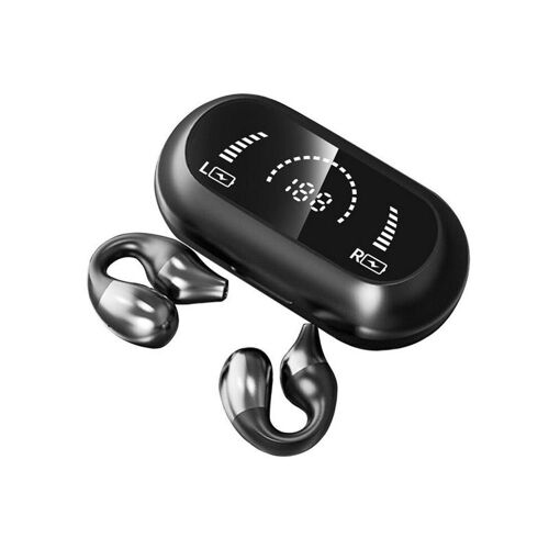 Écouteurs intra-auriculaires Bluetooth S3 à clip pour le sport, sans fil, noirs