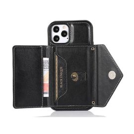 Étui Portefeuille À Bandoulière Pour Iphone 13 Mini - Cuir Pu Noir