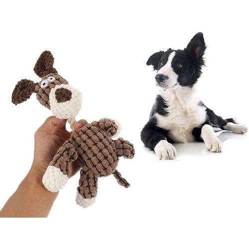 Jouet Couineur En Peluche À Mâcher Pour Chiots - Santé Dentaire Et Divertissement - Couleur Café