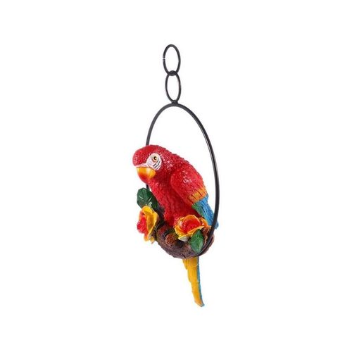 Statue de perroquet suspendue en résine, figurine d'oiseau pour décoration de jardin, rouge