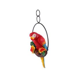 Statue de perroquet suspendue en résine, figurine d'oiseau pour décoration de jardin, rouge