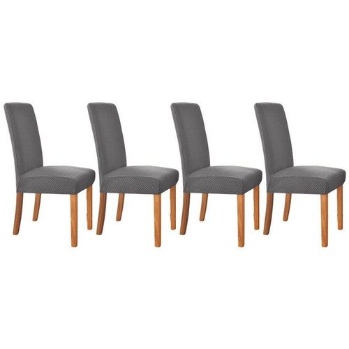 Lot De 4 Housses De Chaise Extensibles Grises Pour Chaises De Salle À Manger Et De Banquet