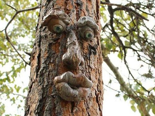 Statue d'extérieur en forme de visage d'arbre, style B ¿ Décoration de jardin pour arbres, clôtures et espaces extérieurs