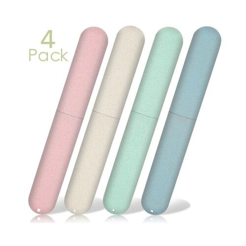 Lot de 4 porte-brosses à dents de voyage écologiques avec ventilation pour une hygiène optimale