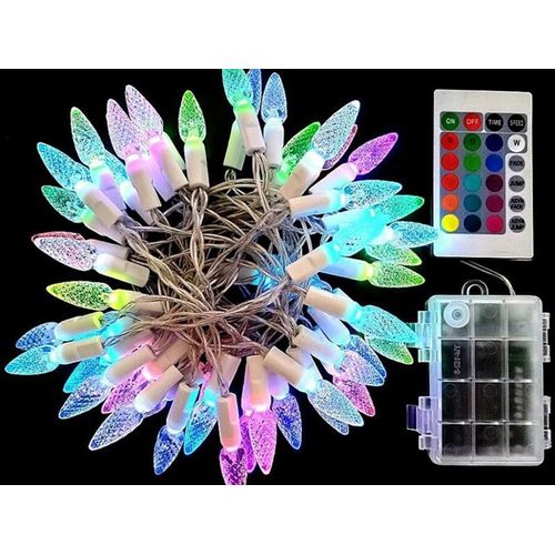 Guirlande Lumineuse Colorée À 50 Led De 5 M, Alimentée Par Piles, Pour Décoration Intérieure Et Extérieure