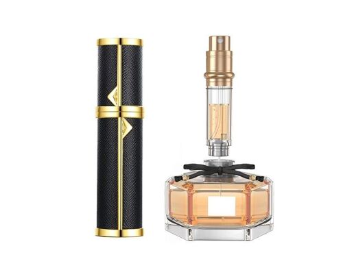 Flacon Vaporisateur De Parfum De Voyage Rechargeable De 5 Ml, Atomiseur En Cuir Pu Noir