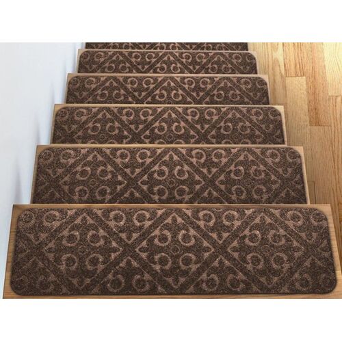 Lot de 8 marches d'escalier antidérapantes marron pour plus de sécurité et de confort