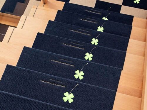 Tapis D'escalier Antidérapants Bleu Marine Phosphorescents - Lot De 6, Autocollants, Lavables, Taille Personnalisable