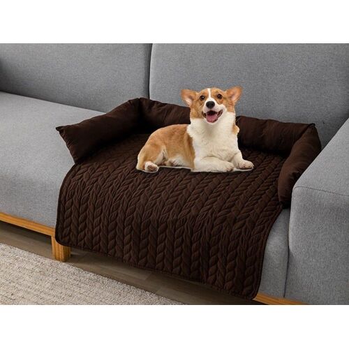 Canapé-Lit Pour Animaux De Compagnie 90 X 120 Cm Avec Revêtement Antidérapant Pour Chiens Et Chats, Protection De Meubles, Couleur Café