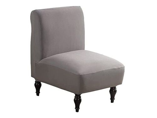 Housse De Chaise Sans Accoudoirs, Tissu Extensible Gris Clair, Lavable En Machine, Facile À Installer