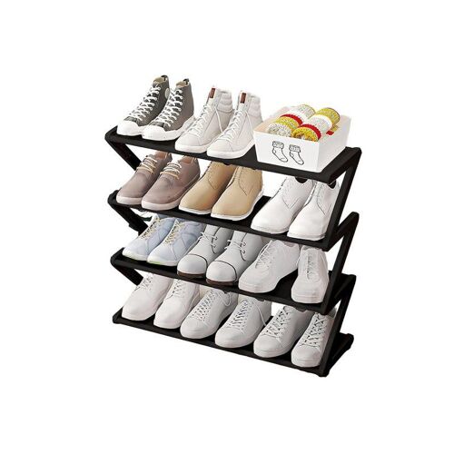 Étagère à chaussures noire à 4 niveaux pour entrée, placard, dortoir et vestiaire