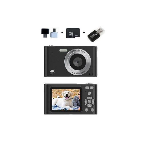 Appareil photo numérique 4K avec carte mémoire 32 Go, 48 MP, vidéo 1080p, design compact, noir