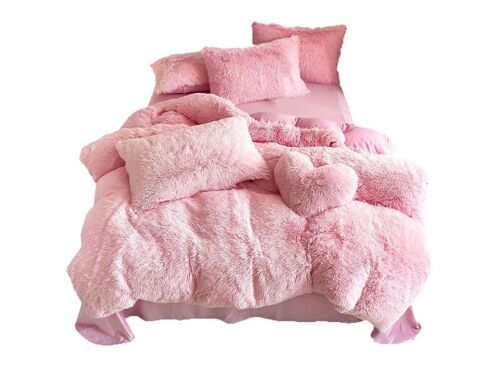 Parure De Lit Queen En Peluche, Housse De Couette Et Taies D'oreiller, Rose, En Polyester Doux Et Moelleux