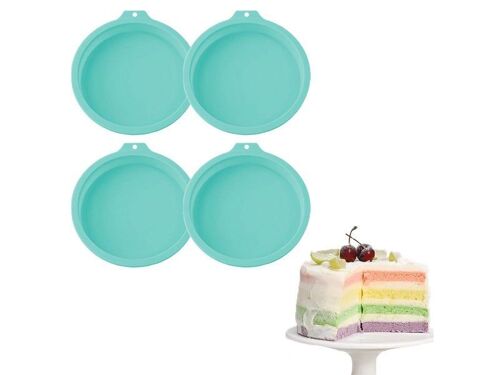Lot De 4 Moules À Gâteau Ronds En Silicone Antiadhésifs De 15 Cm (6 Pouces) - Vert
