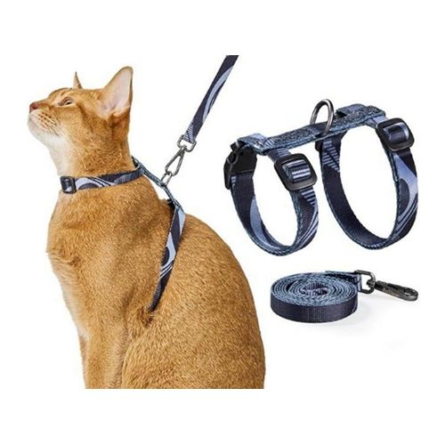 Ensemble Harnais Et Laisse Réglables Pour Chat - Anti-Fuite En Forme De H, Gris